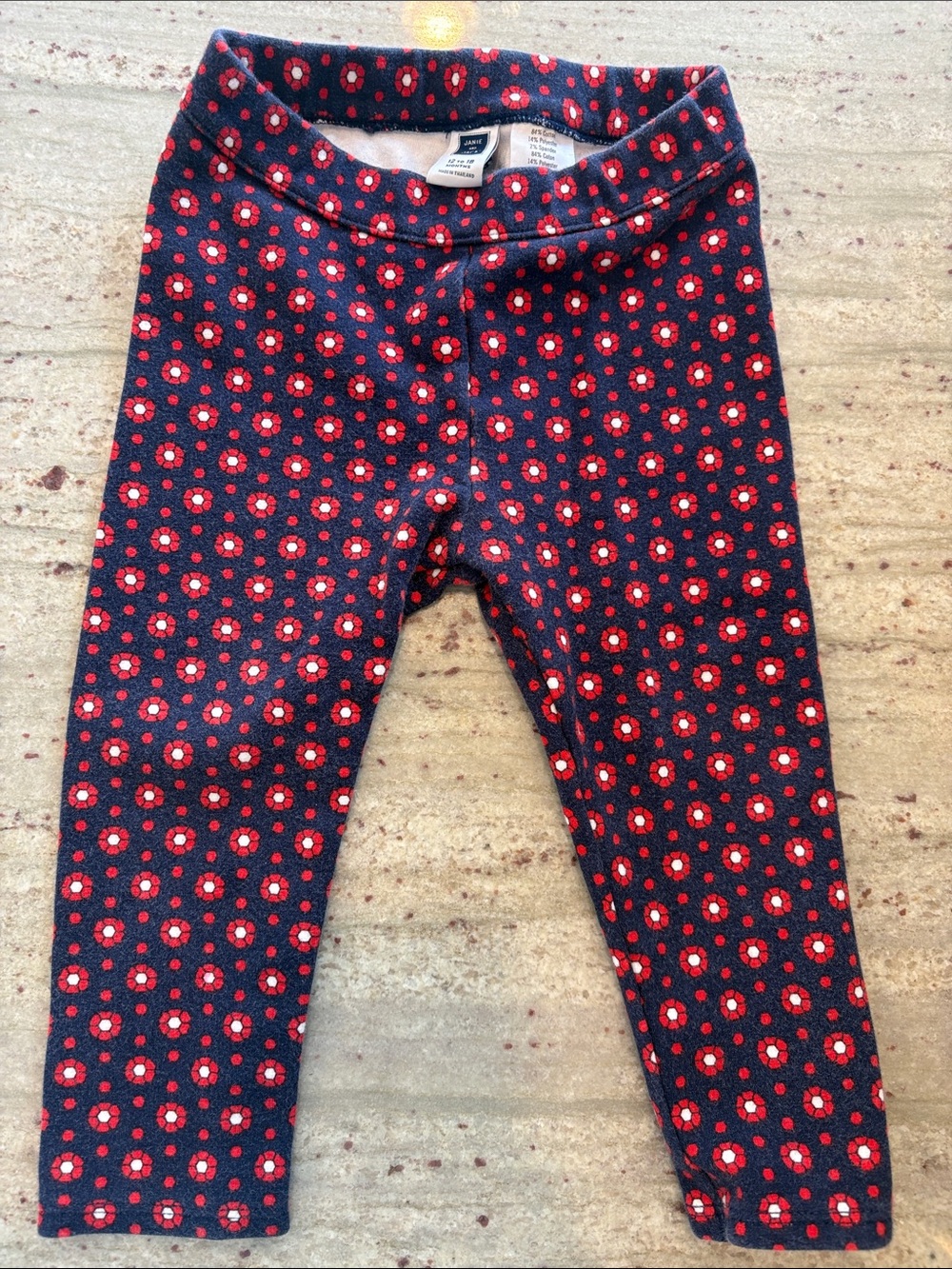 Janie and Jack Red Floral Navy Leggings for Kids